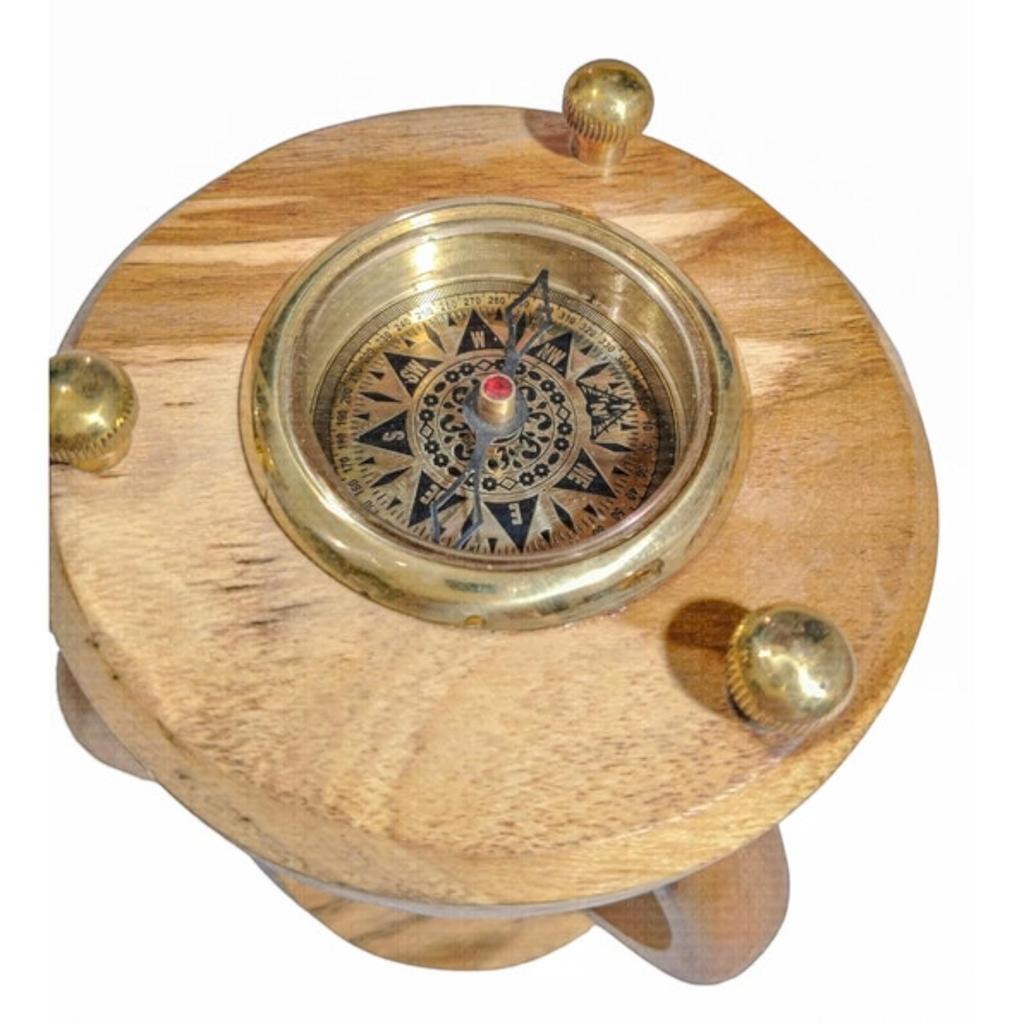 Personalized 10 Min Wooden Sand Timer Hourglass Timer with Compass(Round Base, Yellow)- Wooden Home Decoration, Christmas Decor