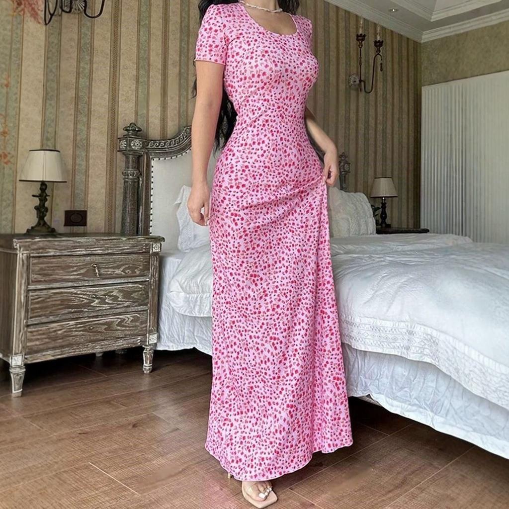 Foreign trade women's clothing hot-selling summer fashion printed back strap dress