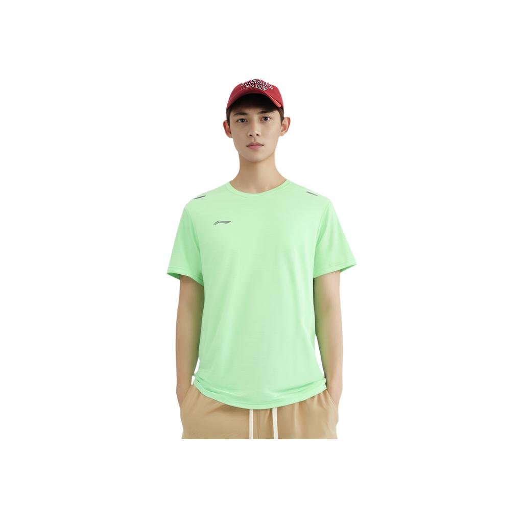 Li-Ning Solid Color Round Neck Quick-Dry Comfortable Breathable Short Sleeve T-Shirt Men Tops Sky-Green ATST431-7