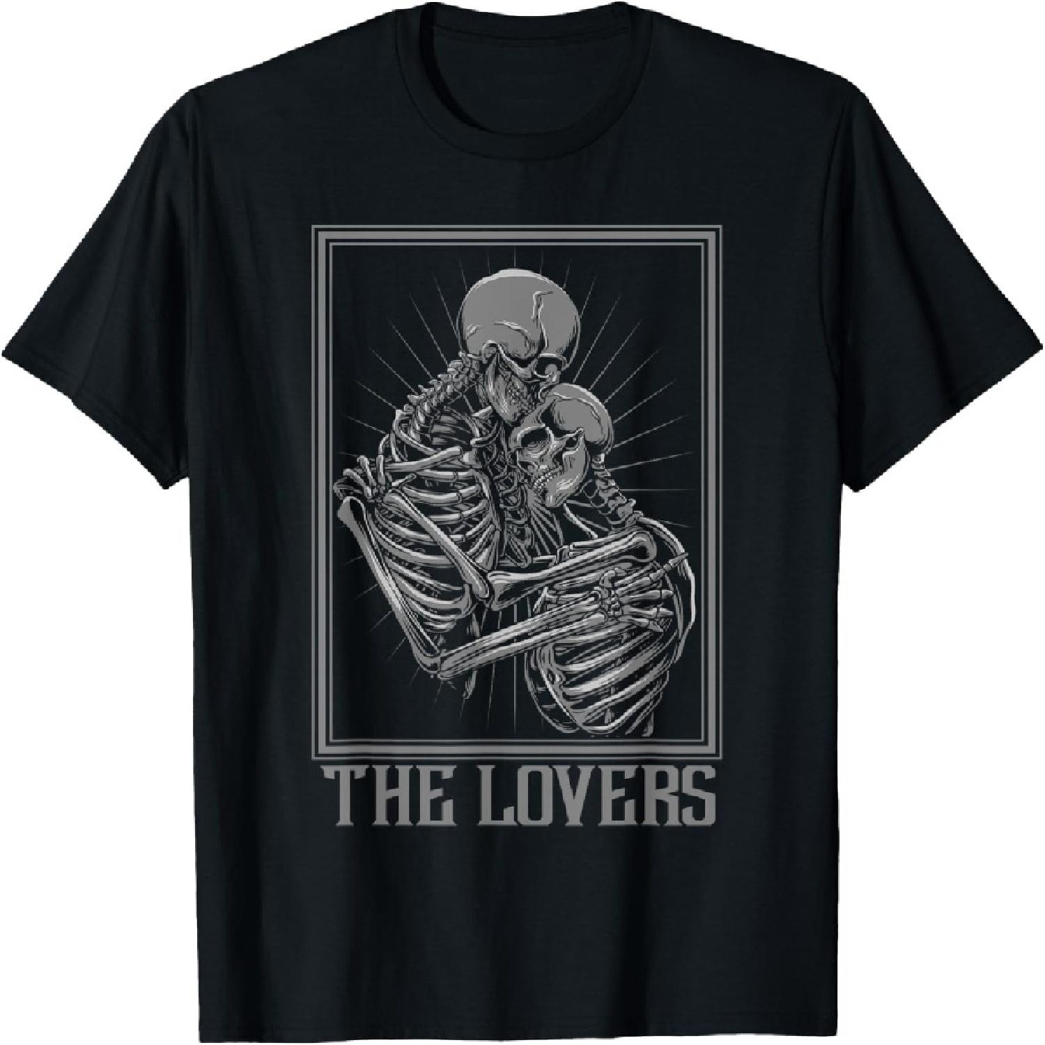 Tarot Card Shirt The Lovers Skeleton Goth Halloween Witch T-Shirt XXXXXL разноцветный