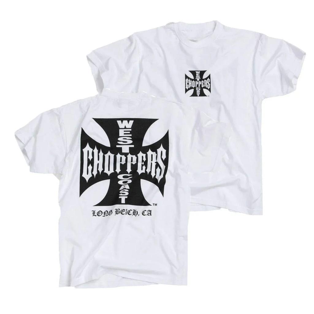 Classic Vintage West Coast Iron Cross Choppers California T-Shirt O-Neck Short Sleeve Casual Mens T-shirt Size S-4XL
