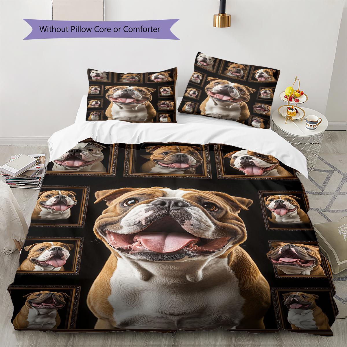 

Bull Dogs Pattern Bedding Quilt Set Quilt Cover Pillowcase Home Decoration Gift (1 * duvet cover + 2 * pillowcase, without core) 135x200cm