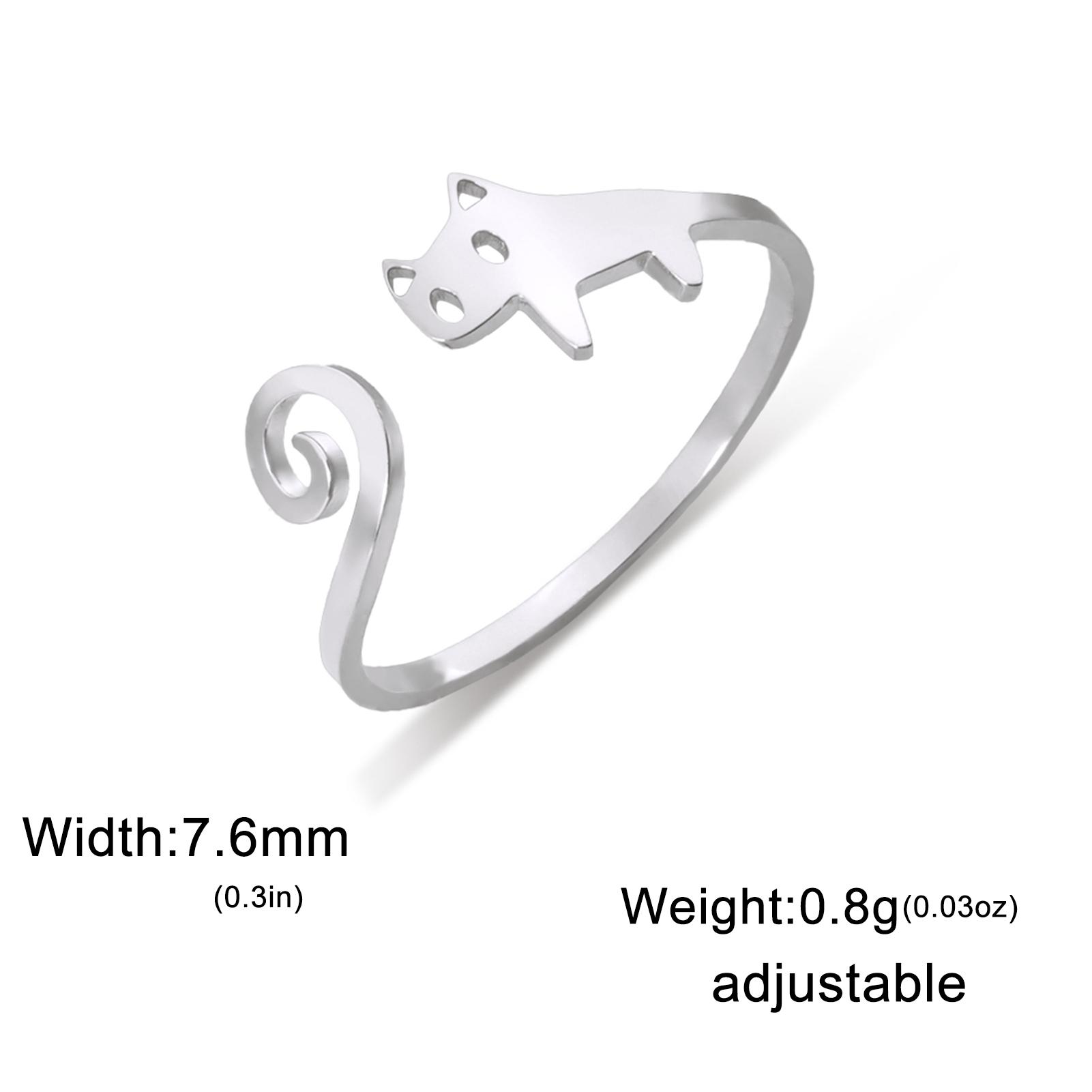 Skyrim Cute Cat Open Ring Stainless Steel Kitten Enthusiast Pet Animal Adjustable Ring Women s Minimalist Ring Lover Gift resizable