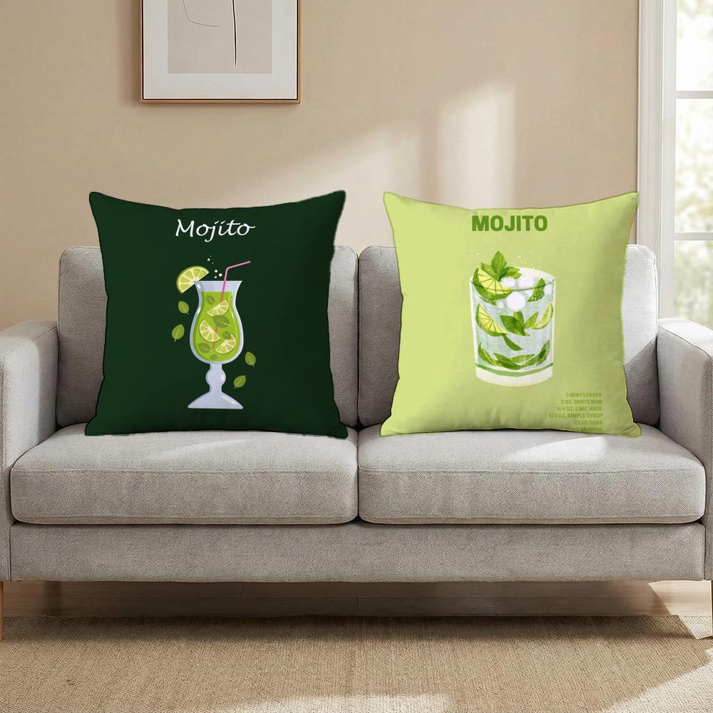 Classic Art Mojito Cocktail Cushion Cover Multi-Scene Pillow Cover for Home & Car - Reversible, Soft & Durable for Daily Use