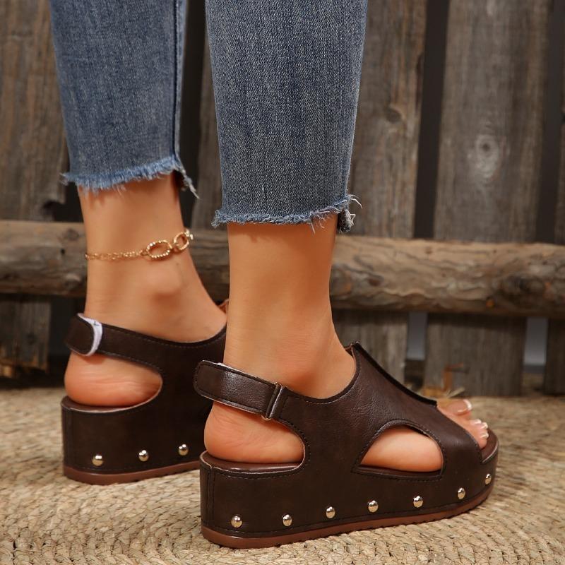 Dámské letní platformové sandály plus size s rybí tlamou a zapínáním na suchý zip