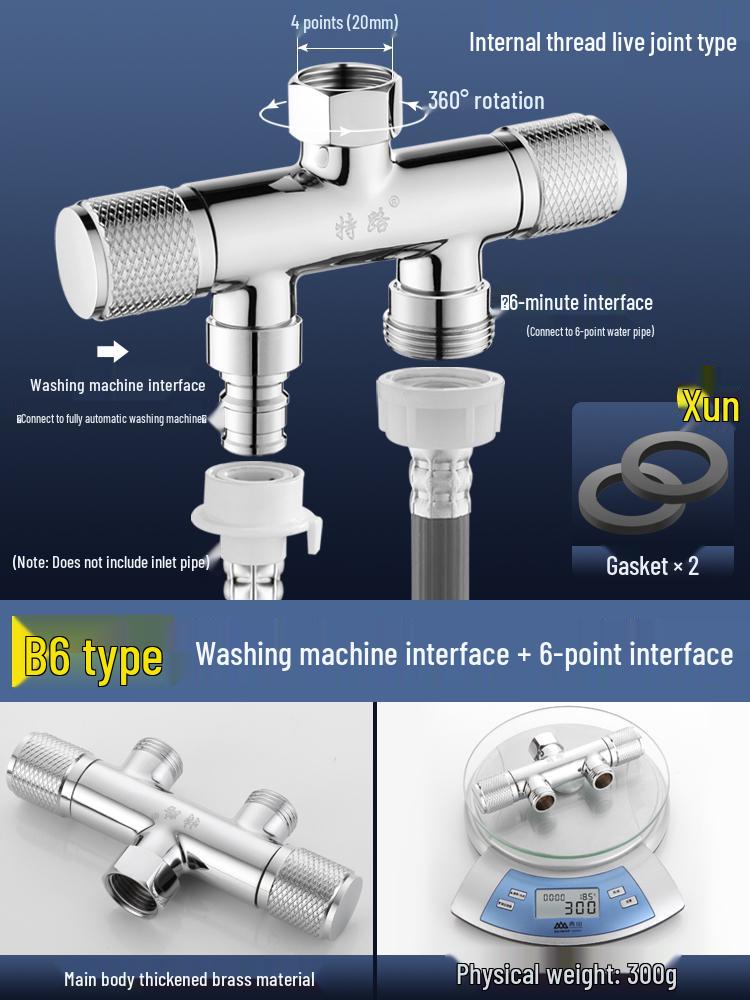All-Copper Dual-Control Angle Valve Splitter for Toilet and Washing Machine