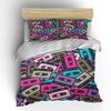 Retro Colorful Cassette Tapes Background Bedding Set 1 Duvet Cover 2 Pillowcases for Adult and Children Luxury Gift Full Size