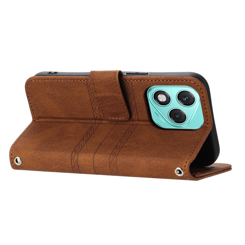 For Honor 400 Lite 5G Case Wallet Skin-Touch Leather Imprinted Phone Cover with Wrist Strap