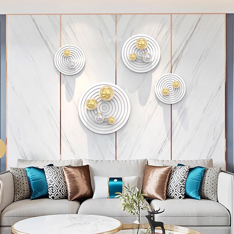Nordic Electroplating Imitation Metal Mirror Nail-free Wall Decoration Ball Wood Art Chassis Living Room Dining Room Ornaments