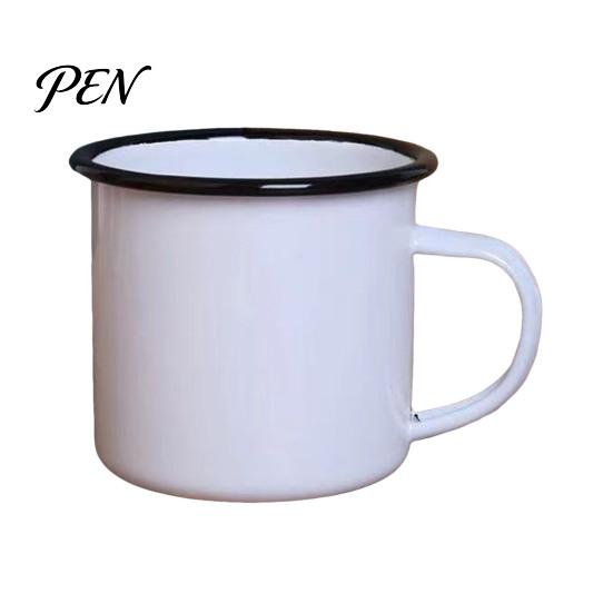 Durable Steel Water Cup Enamel Coffee Mug with Handle, Retro Style Cup, Smooth Reusable Hot Tea Surface Portable Drinking for And Milk Nostalgic Home