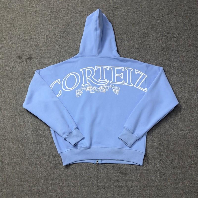 Corteiz Alcatraz Retro Print Kapuzenpullover Jogginghosen Set Herren Lockerer Schnitt Streetwear