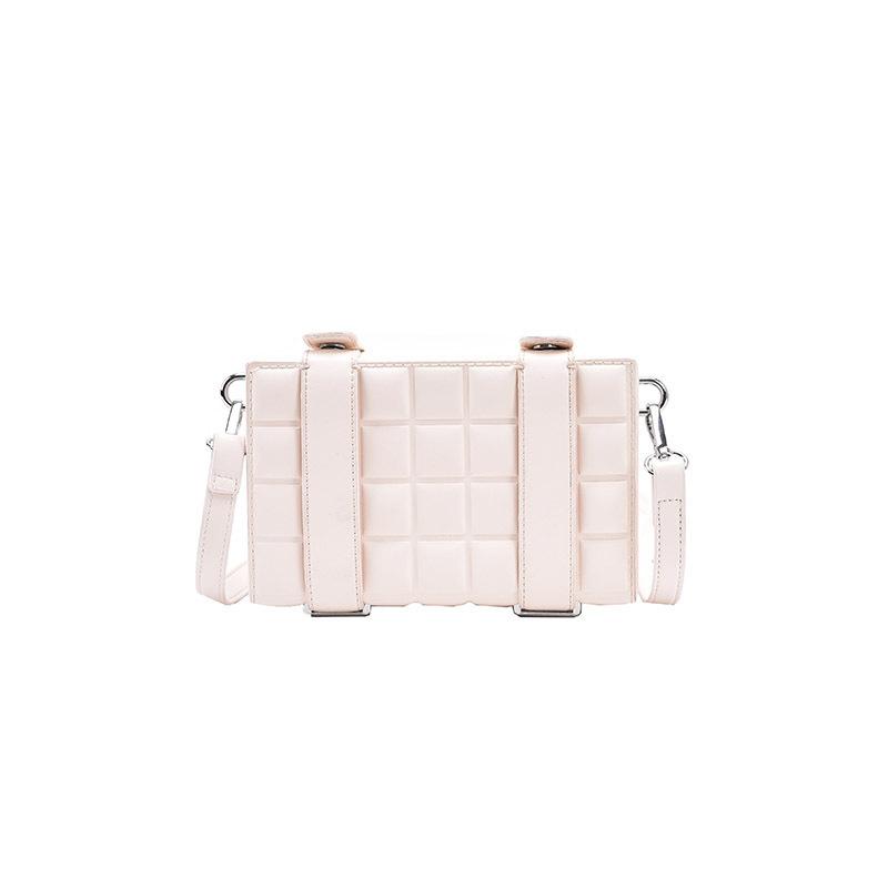 

2025 Spring Box Bag New Fashion Personality Small Square Bag Double Belt Chocolate Block One Shoulder Crossbody Bag белый
