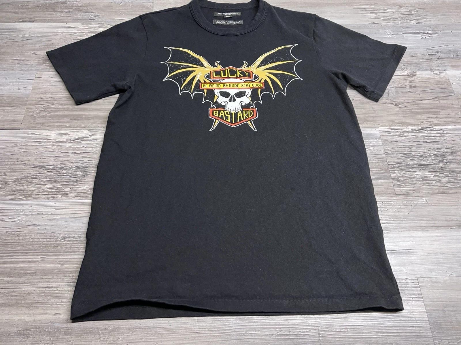 

Cult of Individuality Shirt Size M Black Lucky Bastard Biker Skull Flames Print 3XL