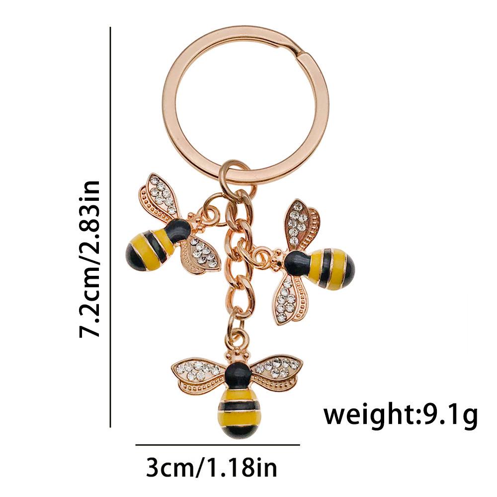 Personalized Pearl Bee & Sunflower Honeycomb Keychain Charm