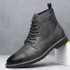 Large Size Men's Leather Boots Fashion Casual Tooling Short Boots Retro High Top Men's Boots Desert Martin Boots Tide