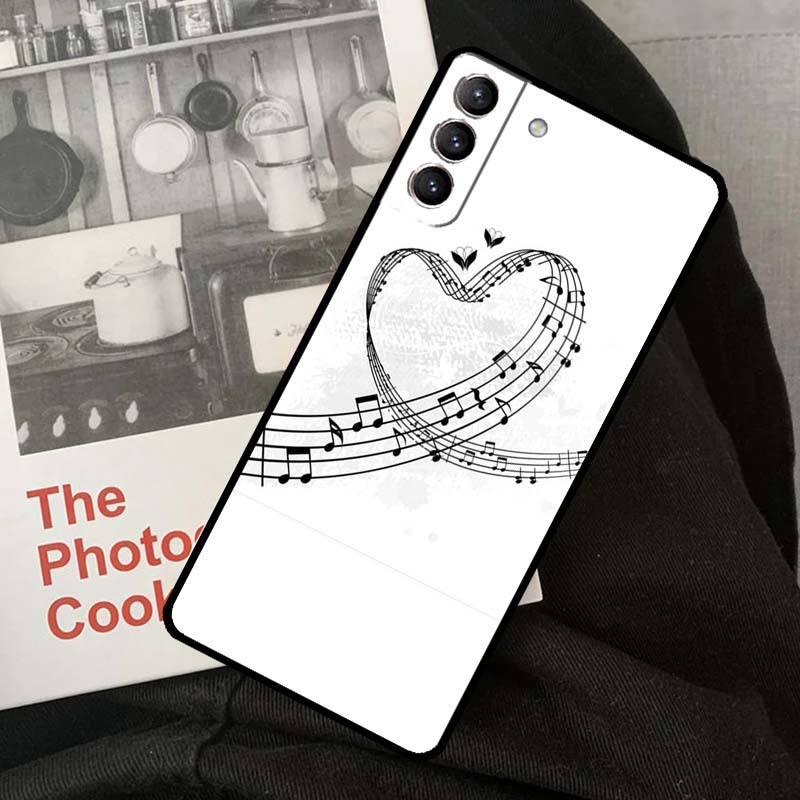 Music Note Symbol Piano Phone Case For Samsung Galaxy S22 S23 S24 Ultra S20 S21 S24 FE S9 S10 Plus Note 10 20 Ultra