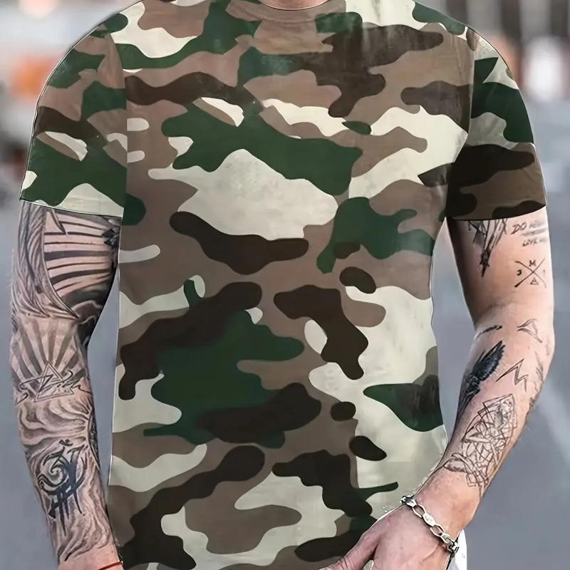 Camouflage Print Men's Tshirt Casual Comfortable Streetwear 3D Summer Outdoor Short Sleeve Crew Neck Sports Top Training T-shirt