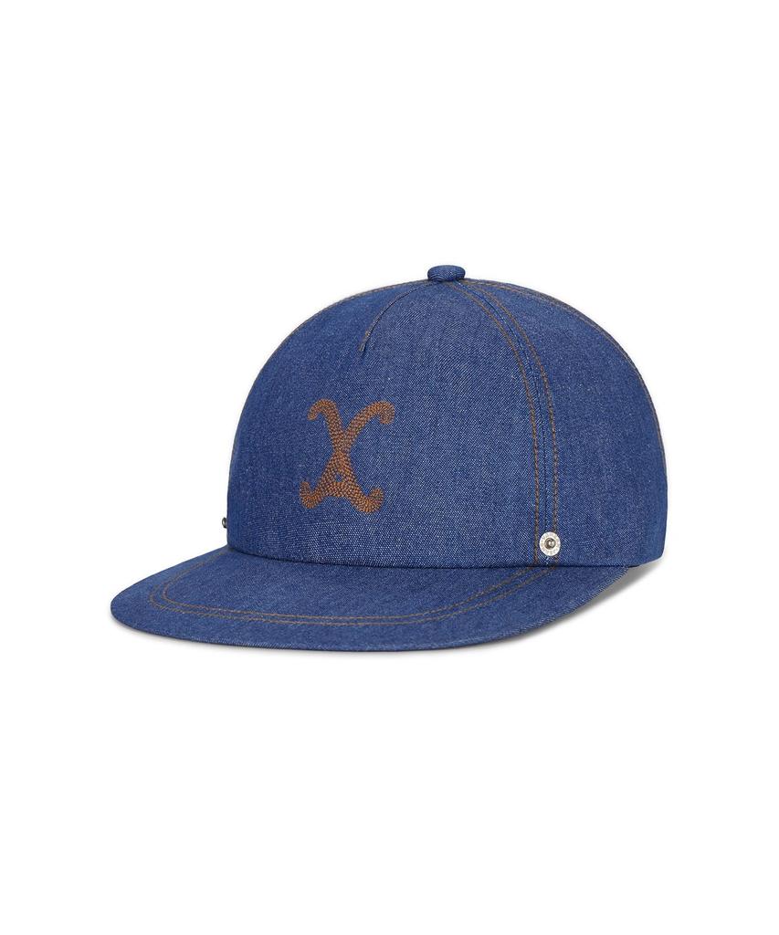 Bajal Va Curved Denim Stitch Detail 5-Panel Ball Cap Light Indigo