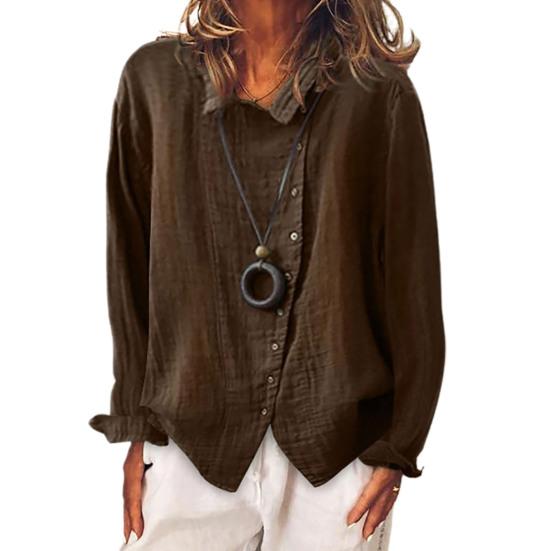 Irregular Single-breasted Women Shirt Turn-down Collar Skin-friendly Long Sleeve Solid Color Loose Blouse Ladies Clothing