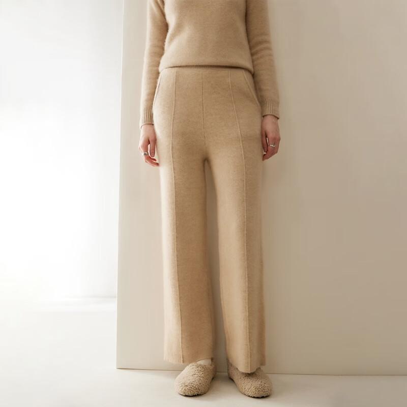 Fanzhen Women's 100% Cashmere Wide-Leg Trousers