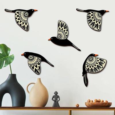 5Pcs Rustic Wall Sculpture Home Decor Wood Flying Birds Boho for Bird Lover Farmhouse