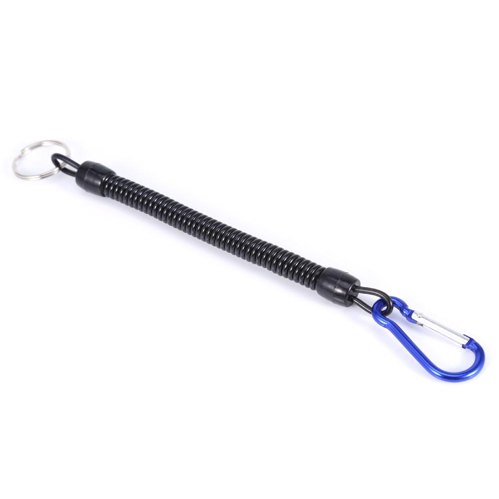 5Pcs Elastic Fishing Rope Boating Lanyards With Camping Carabiner Buckle Secure Lock Blue