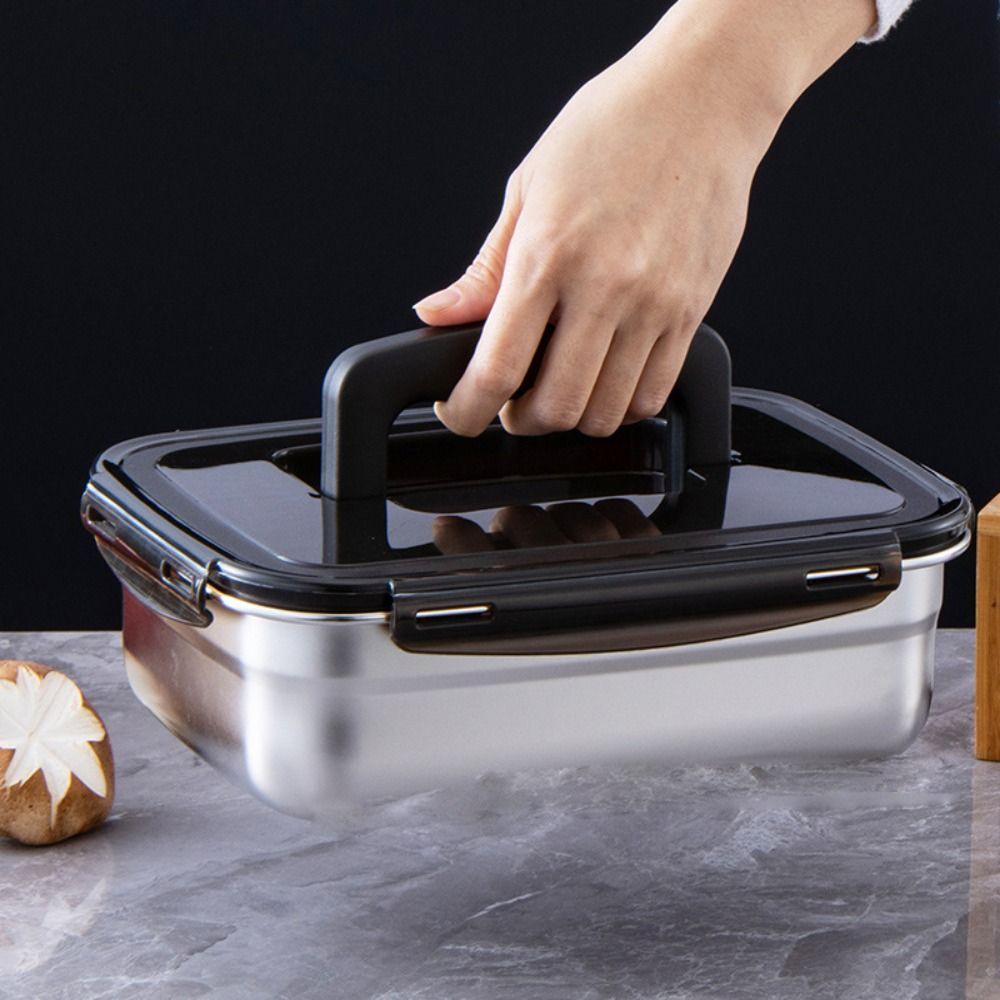 Stainless Steel Sealed Lunch Box Rectangular Frozen Box Fresh-keeping Box  Kitchen Storage