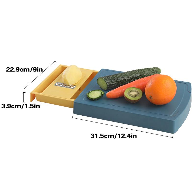 

Разделочная доска с ящиком и съемной теркой для еды, слайсером, легко собирать, коврик для кухонной доски для овощей для домашнего хозяйства