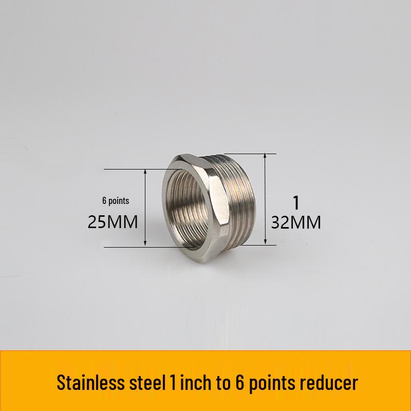 304 Stainless Steel Reducing Nipple, Male/Female, Thickened, 6-Point to 4-Point, 4-Point to M14 Pressure Gauge Adapter