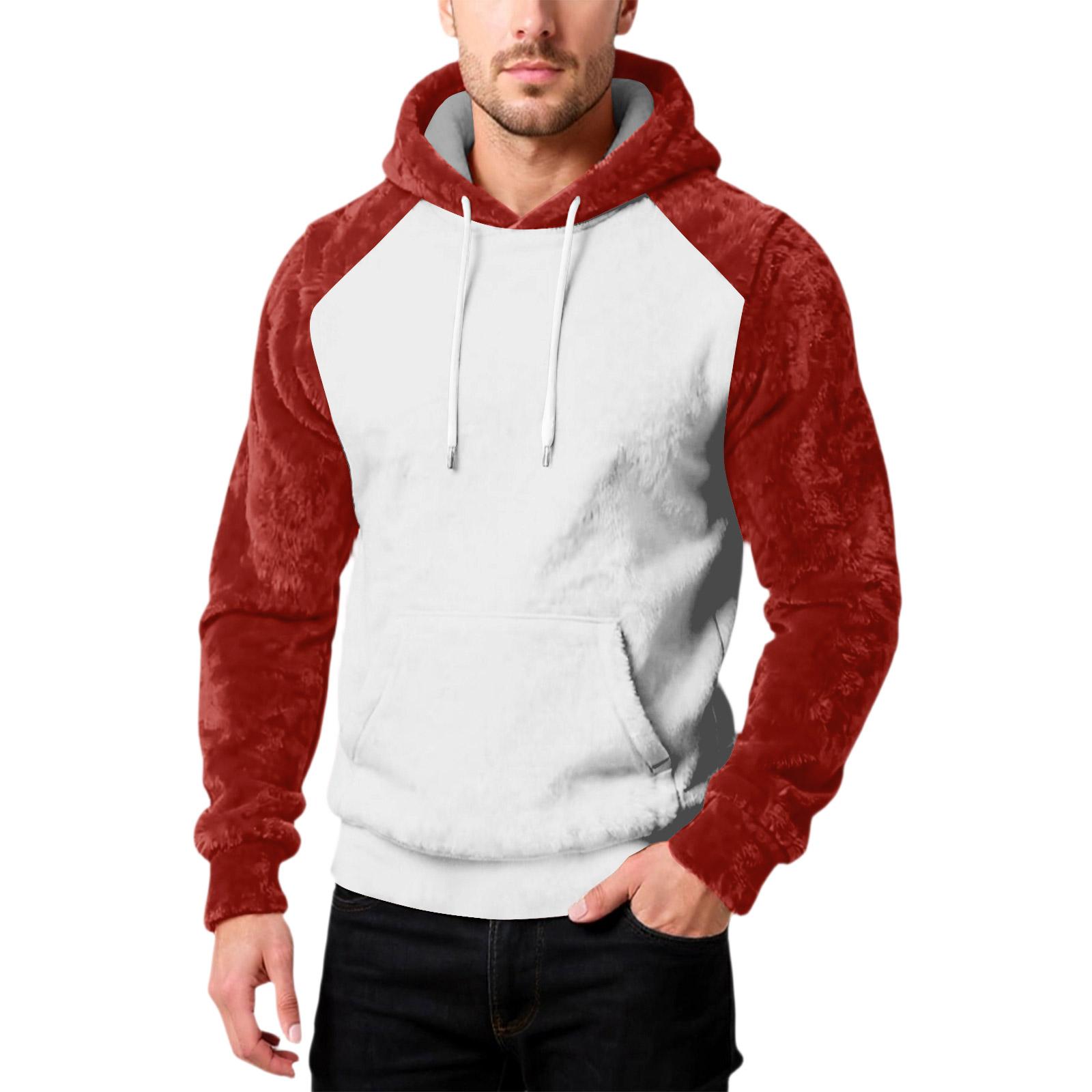 

Мужская Мода Досуг Капюшон Капюшон Плюшевый Длинный Рукав Толстовка XL красный