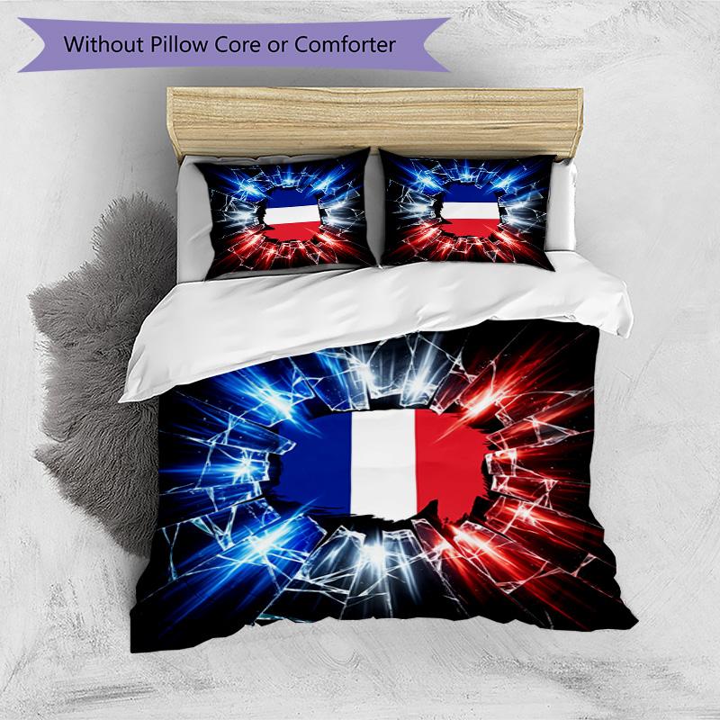 France Football Printed Bedding 3 Piece Set Cozy Breathable Bed Cover Set As Housewarming Holiday Gift