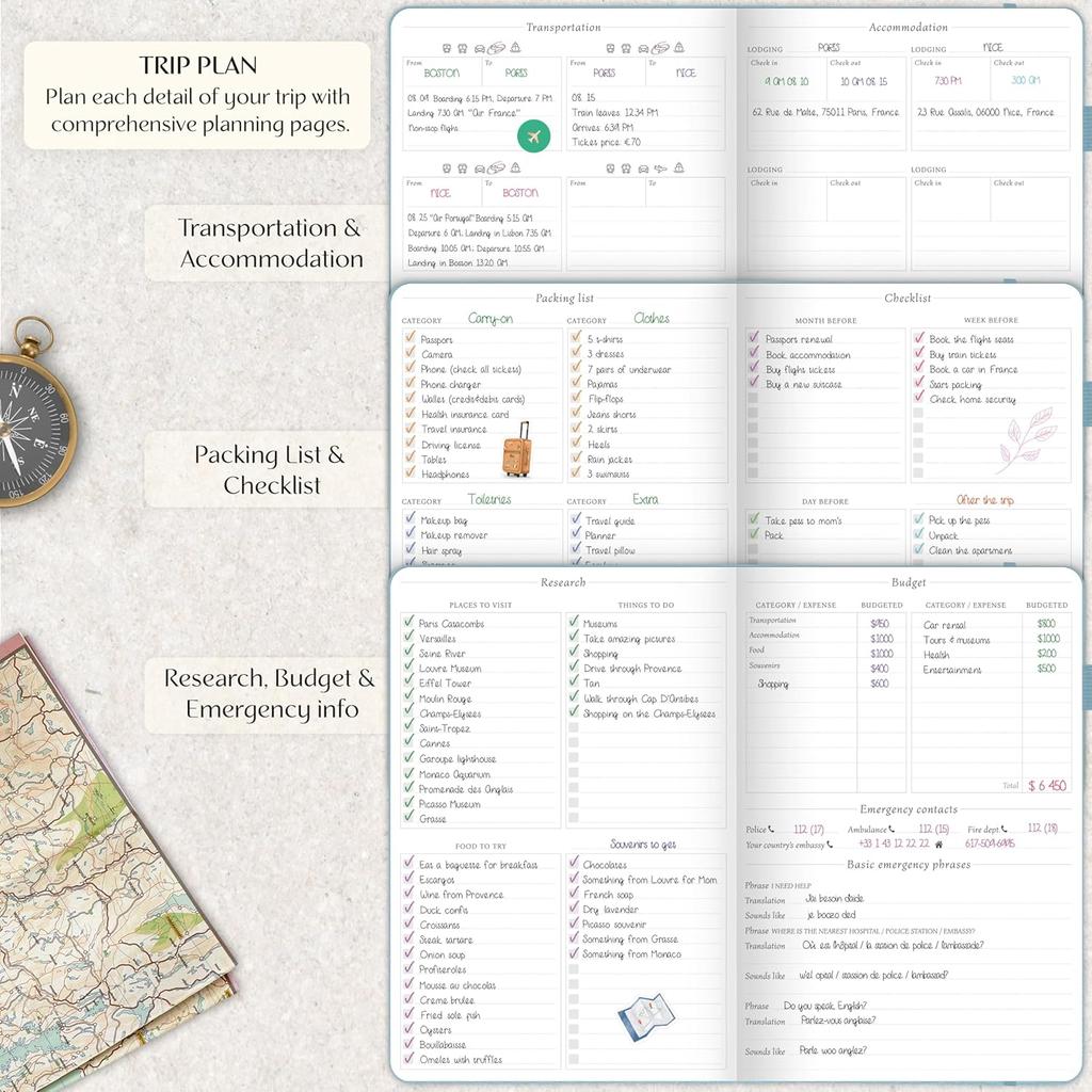 Legend Travel Planner – Vacation Itinerary Organizer for Solo Travel & Couples – Travelling Journal for Women & Men – Traveling Log with
