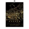 Wall Art Canvas Painting Croatia Cyprus Europe Black Golden Map Living Room Decoration Posters And Prints Clib Bar Wall Pictures