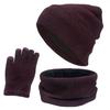 3pcs Winter Warm Women Thick Knitted Beanie Hat,Scarf Gloves Set,Outdoor Cycling Warm 3 Pieces,Unisex Solid Color Autumn Outfits