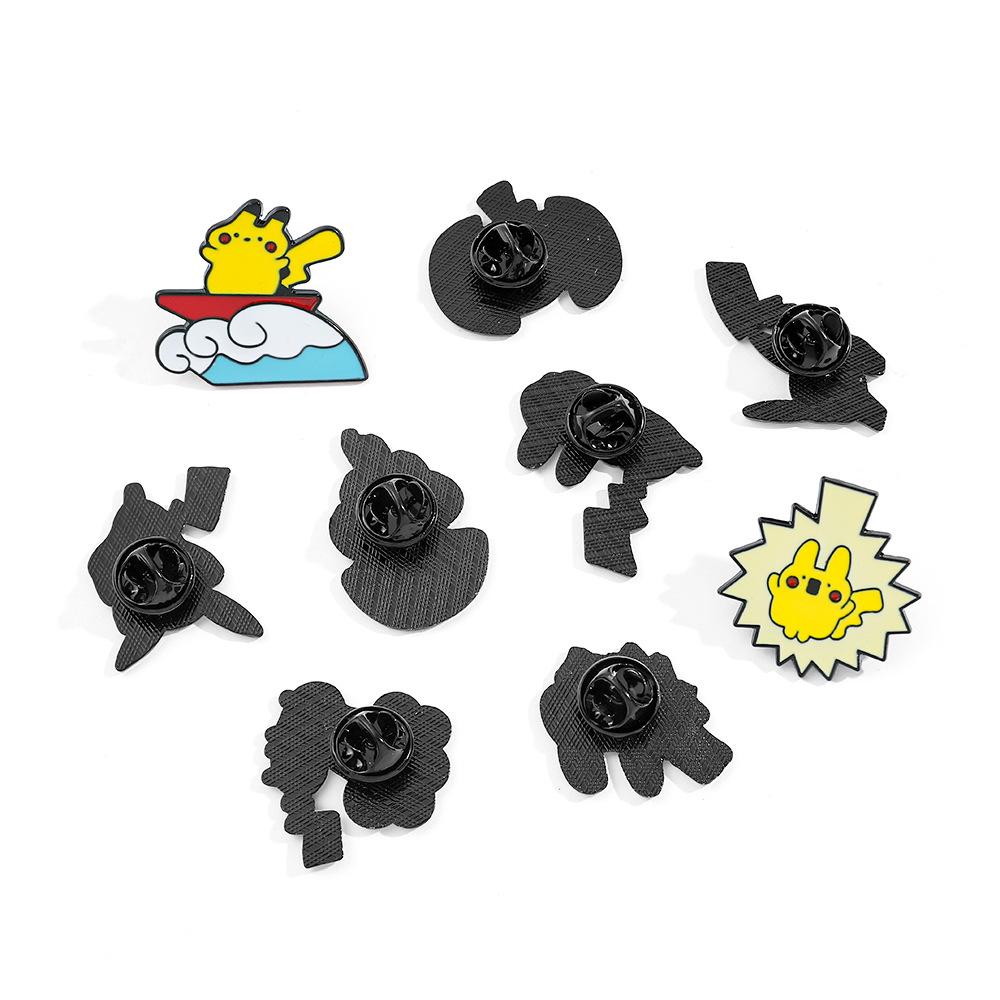 Funny Personality Creative Pikachu Brooch Pokémon Pokémon Pikachu Quilted Electric Alloy Dripping Oil Badge