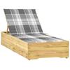 Day and Night - Day and Night Lounger with Impregnated Pine Gray Check Printed Cushion