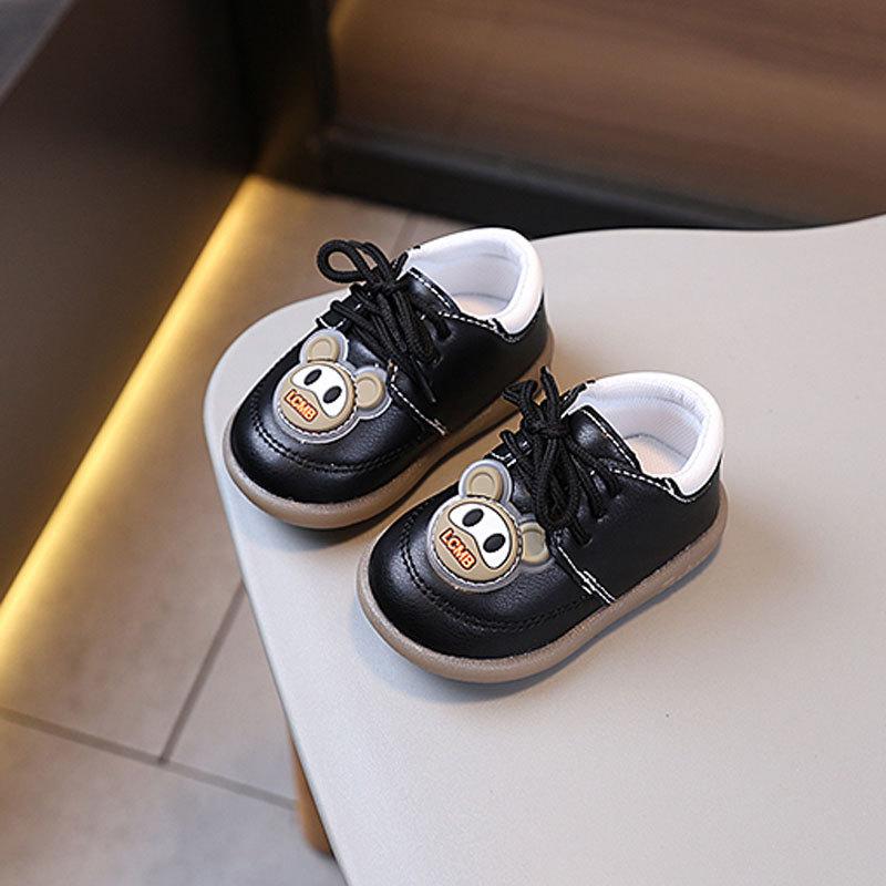 

Baby Shoes Lace-up Single Shoes 0-1 1 2-year-old Boys and Girls Baby Soft-soled Small Leather Shoes Spring and Autumn Toddler Shoes 20 чорний