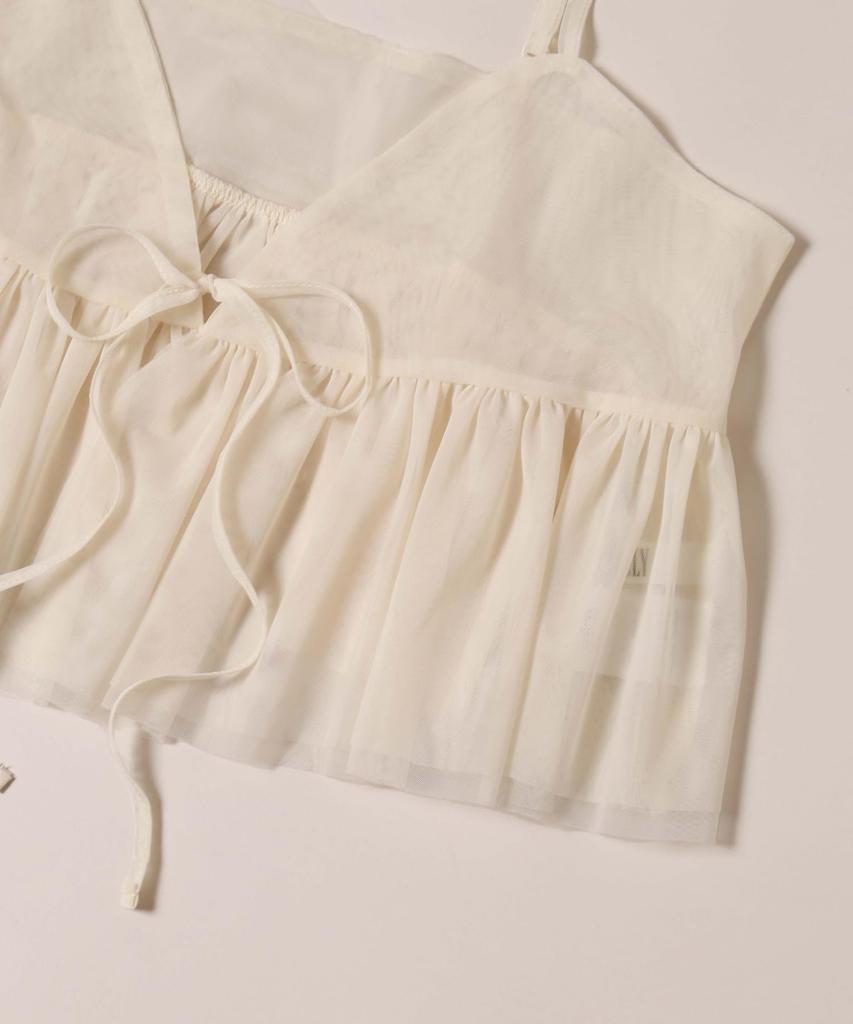 WEGO PHILLY Front Size White Ivory Camisole, Ribbon, Tulle, Cute, Women's, F,