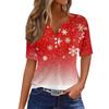 Women's T Shirt Christmas Print Button Short Sleeve Daily Weekend Fashion Basic V- Neck Regular Top