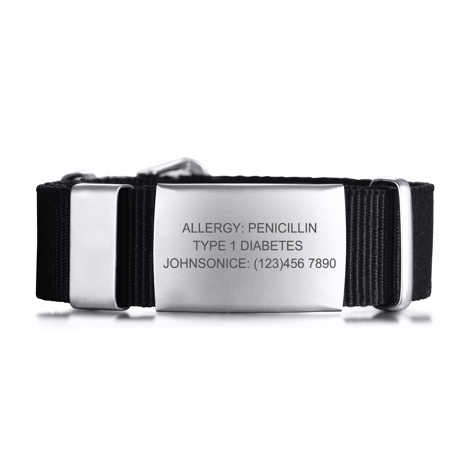 Emergency bracelet, Personalized Medical Alert Bracelet, Allergy Bracelet, Diabetic, Medical Id Bracelet Woman, Kids Medical ID