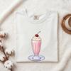 Milkshake Glass Shirt Desserts Foodie Gift Women Hand Drawn Tee Milkshake T-Shirt Sweets Fan Milk Art Tshirt Food Graphic Retro Cherry