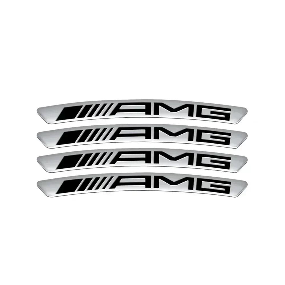 4 Pièces Style Voiture Jante de Roue en Aluminium Autocollant Décalcomanie Pour Mercedes Benz W204 W205 W211 Amg W212 W213 W203 Smart 451 Fortwo W176 W124 BD1