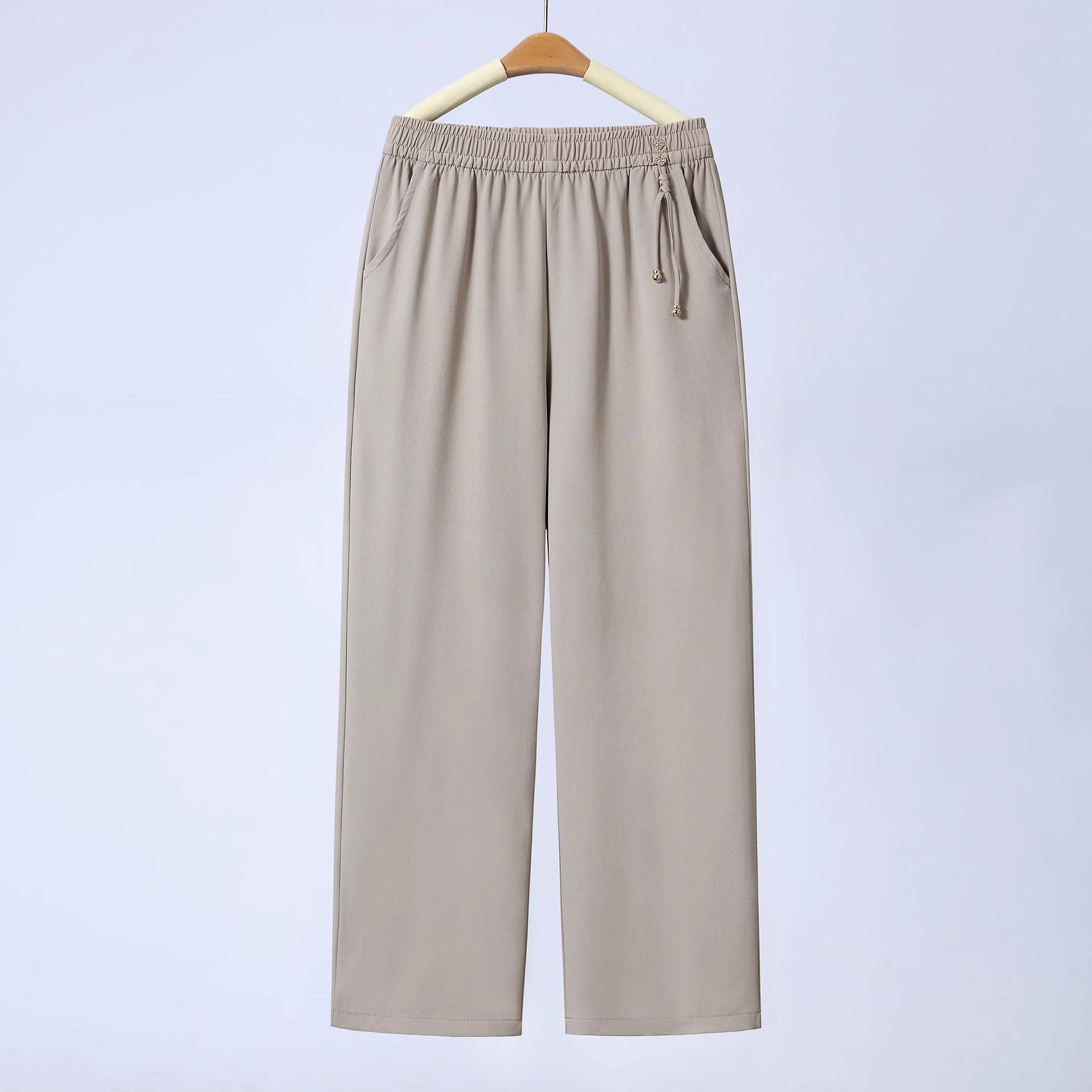 

Summer 2026 Mom s Wide-Leg Drape Pants - Lightweight, Loose, Straight-Leg for Middle-Aged and Elderly Women 4XL (Suitable for 67-75 kg) светло-серый