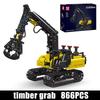 866Pcs Technical Creative Engineering Hydraulic Log Grapple Building Blocks Crawler Excavator Model Bricks Toys For Kids Gifts