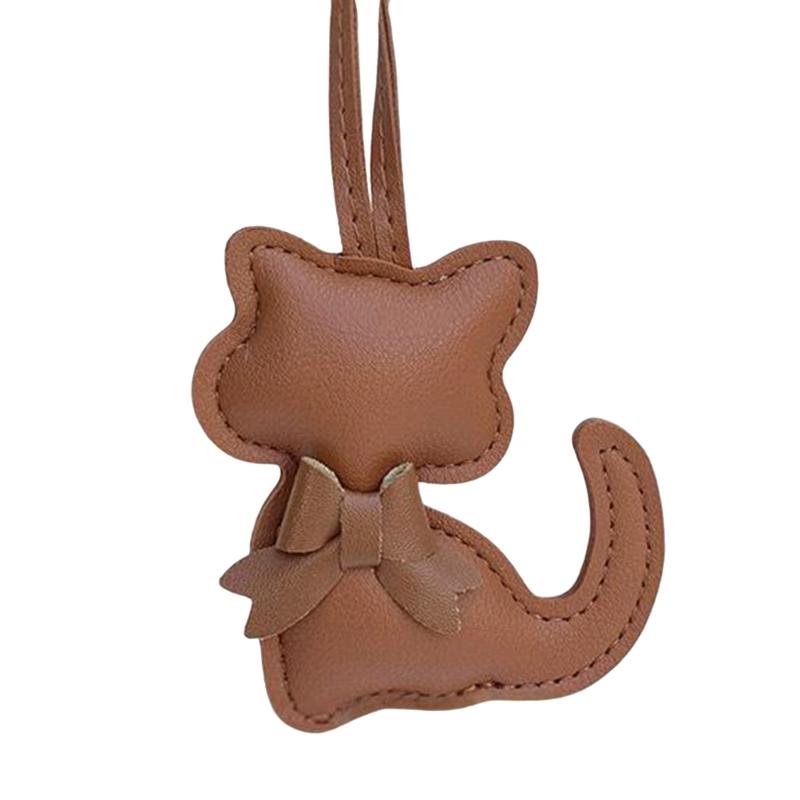 Modischer PU-Schleifen-Schlüsselanhänger mit Katzen-Detail für Handtasche, Schlüssel, Rucksack, Stilvoller Taschen-Hänge-Dekor-Anhänger