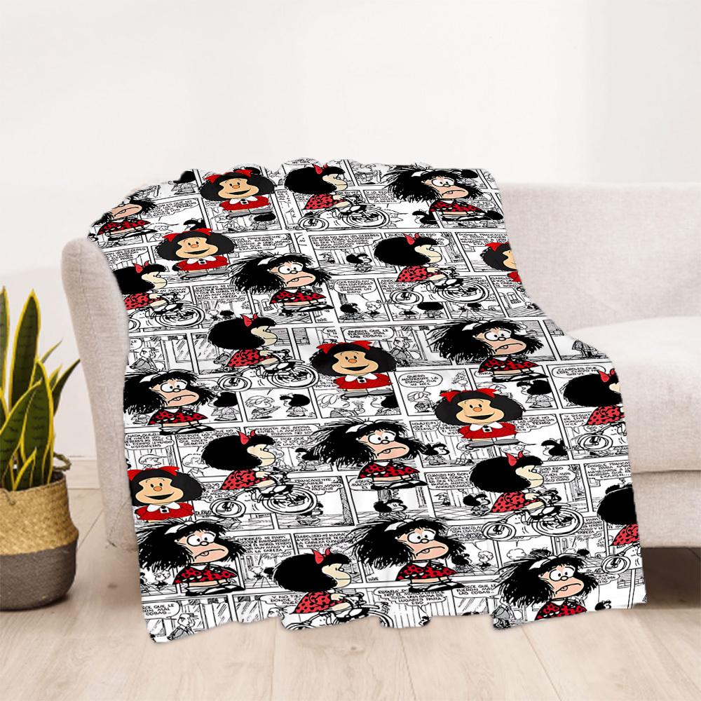 1 ST Mafalda Comics Buitenkleed Lichtgewicht Flanel, Zacht & Warm, Gebruik in Alle Seizoenen voor Bank, Buiten, Kamperen, Woonkamer, Kantoor31