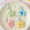 6Pcs Keychain Imitation Leather Texture Flower Shape Keychain Pendant with Alloy Buckle Mobile Phone Bag Hanging Ornament