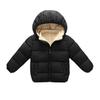 Children Winter Thick Warm Plush Jacket Kids Solid Simple Hooded Snowsuit