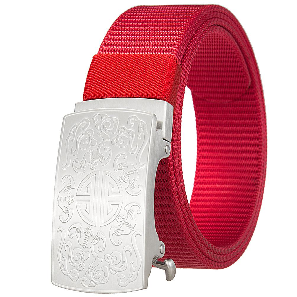 3.5Cm Nylon Braided Belt For Men, Button Head Closure Toothless Stainless Steel Buckle Ly36-61927-3