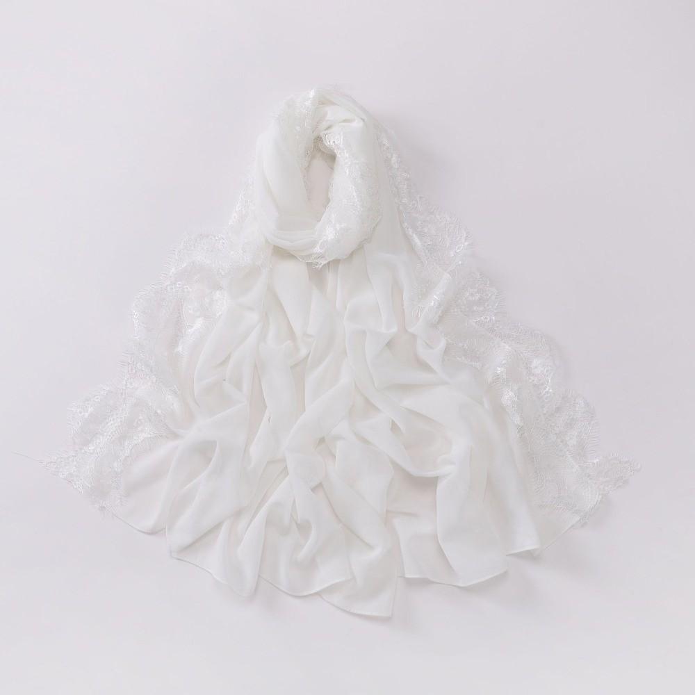 Long Silk Scarf Lace Edge Ramadan Headscarf Versatile Sunscreen Shawl  Women Headwear